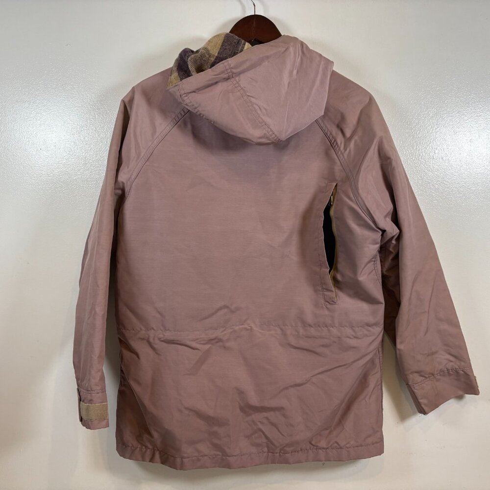 Vintage Woolrich Field Jacket Womens Size M Pink Hooded Wool Plaid Line 80s - Picture 3 of 5
